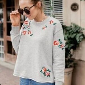 Madewell Miles Floral Embroidered Sweatshirt